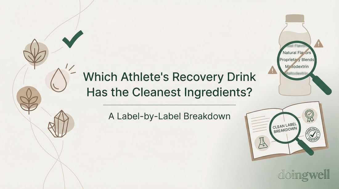 Cover graphic for a label-by-label breakdown of athlete recovery drinks by ingredient cleanliness