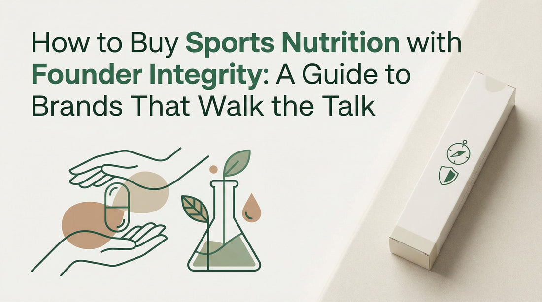 Cover graphic for a guide on founder-integrity in sports nutrition — featuring brands that walk the talk