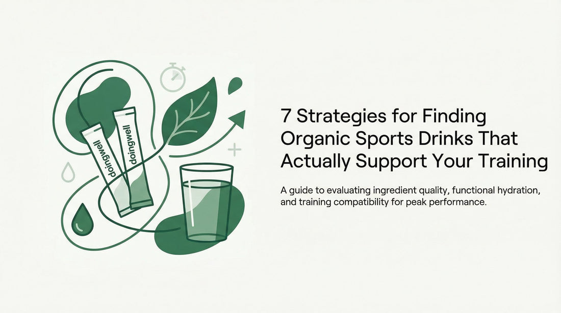 Cover graphic for a guide to finding organic sports drinks that support training