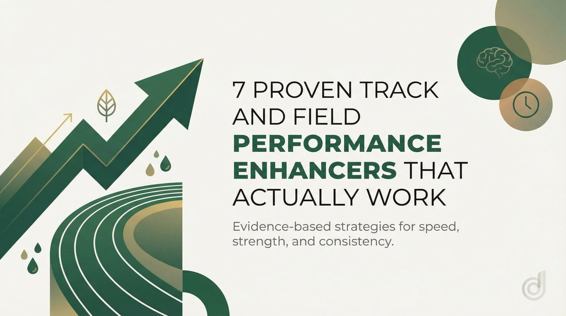 Cover graphic for a guide to proven track-and-field performance enhancers