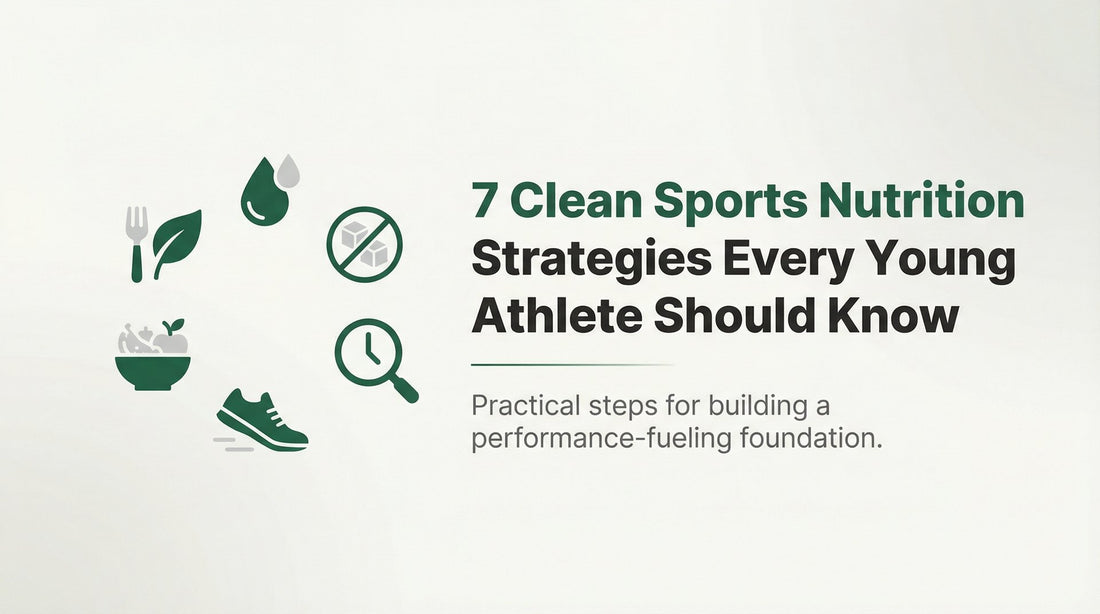 Cover graphic for a guide on clean sports-nutrition strategies for young athletes