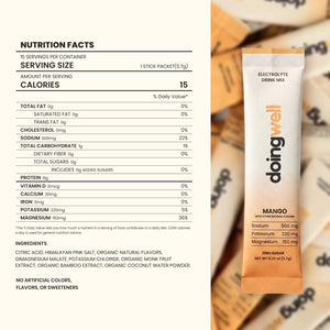Mango Daily Hydration Electrolyte Drink Mix | 15 Sticks (PRESALE)