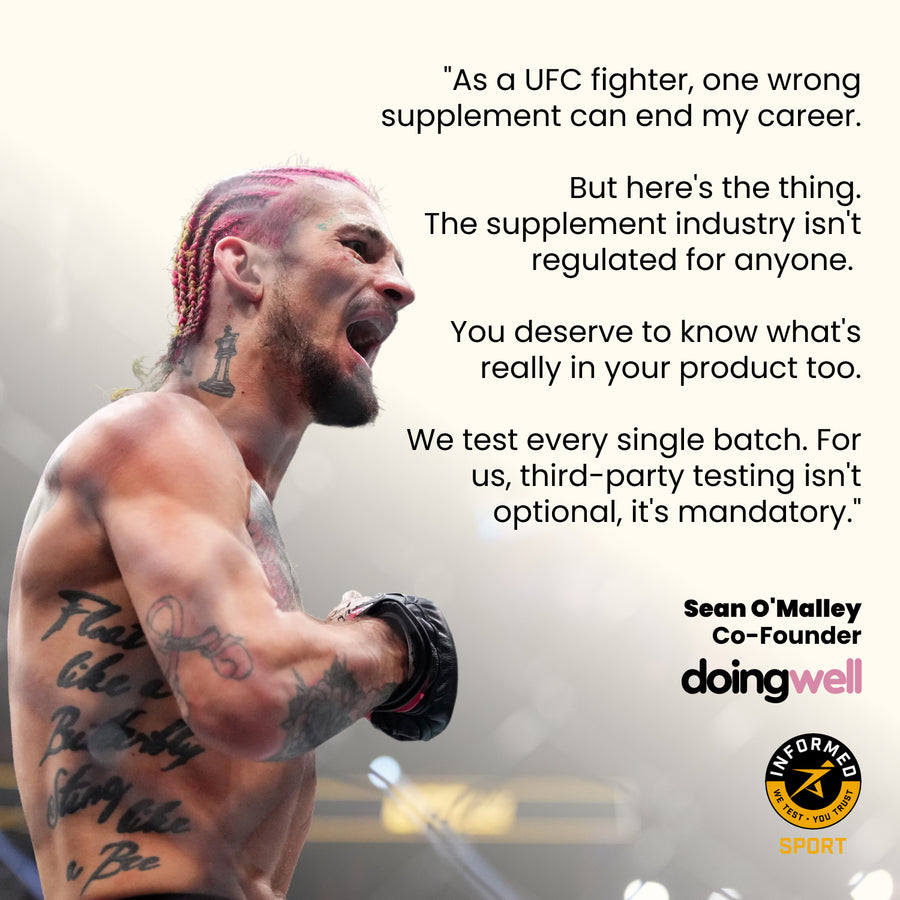 Sean O'Malley, UFC bantamweight champion and doingwell co-founder, on why third-party testing matters for Mango electrolytes
