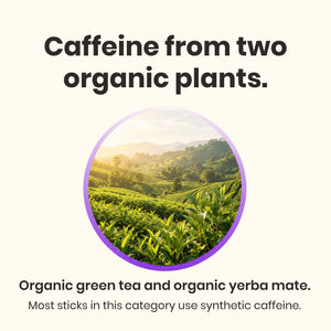 doingwell POG caffeine comes from two organic plants — organic green tea and organic yerba mate, not synthetic caffeine
